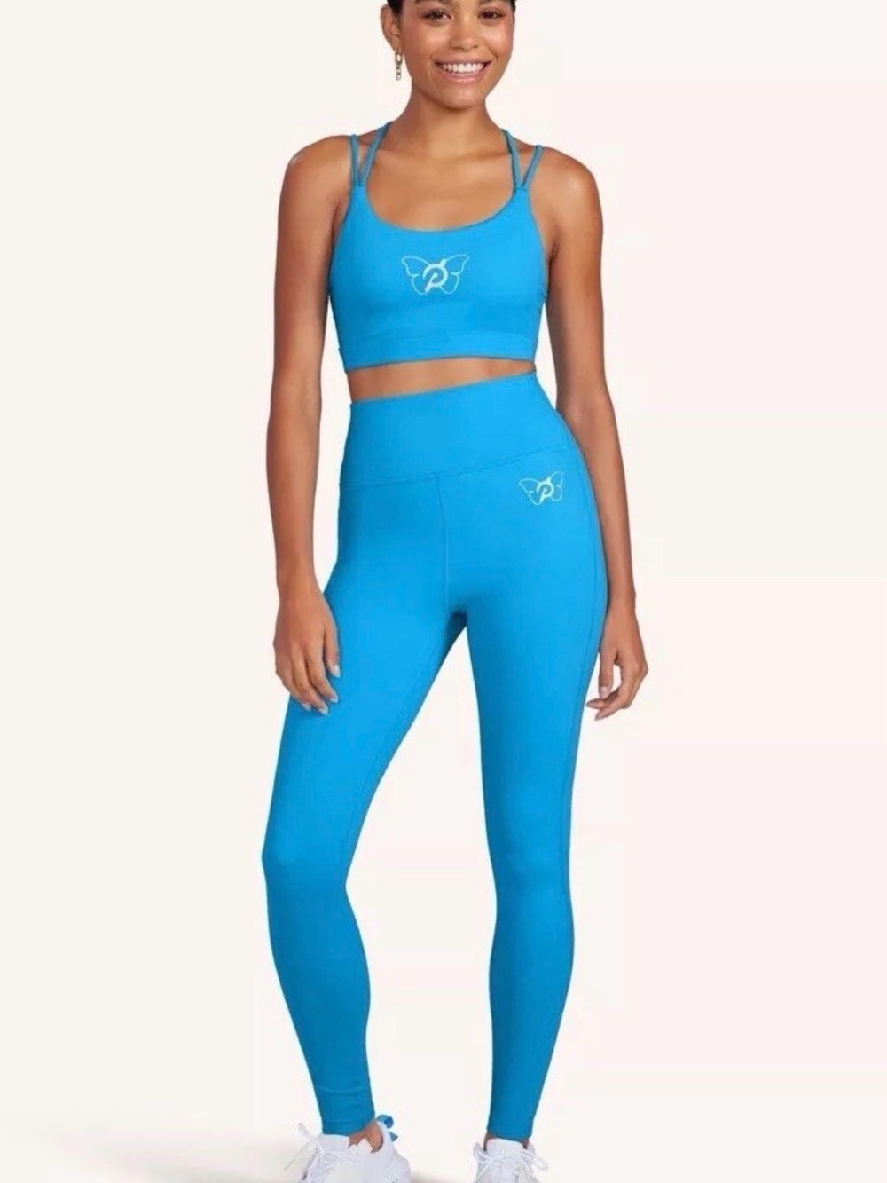 Peloton Bright Cyan Winged Logo Active Set NWOT